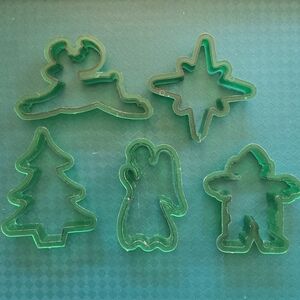 Vintage Hutzler Christmas Plastic Cut Out Cookie Cutters Set of 5 (1960s-70s)